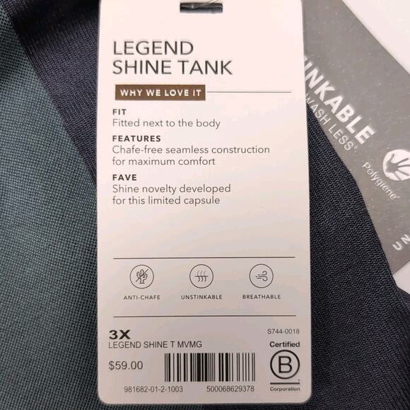 Athleta Allyson Felix Legend Shine Tank Plus Size 3X Teal Racerback NEW NWT - Picture 9 of 15